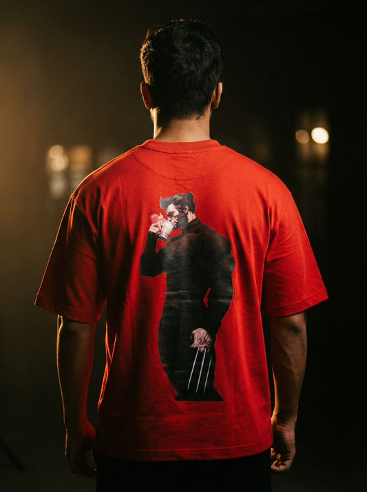 Wolverine Graphic Oversized T-Shirt – Bold Red Streetwear Tee
